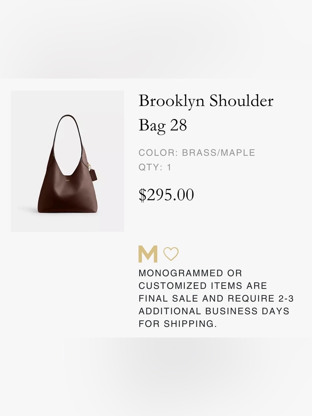 Coach Brass/Maple Brooklyn 28 Bag - Picture 4 of 4